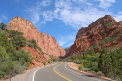 Driving west into Zion National Park